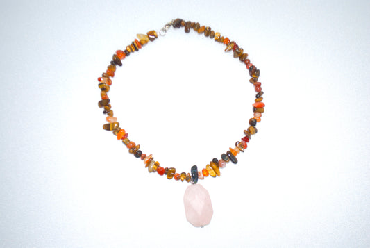 Crystal necklace: Tigers Eye & Carnelian