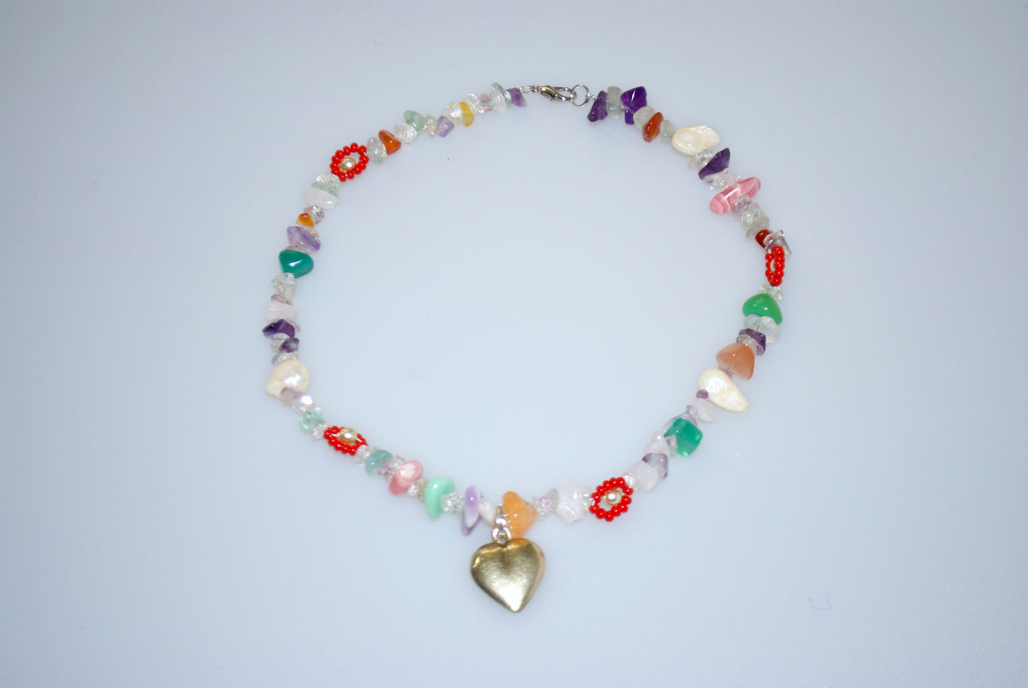 Crystal Necklace: mixed with heart pendant