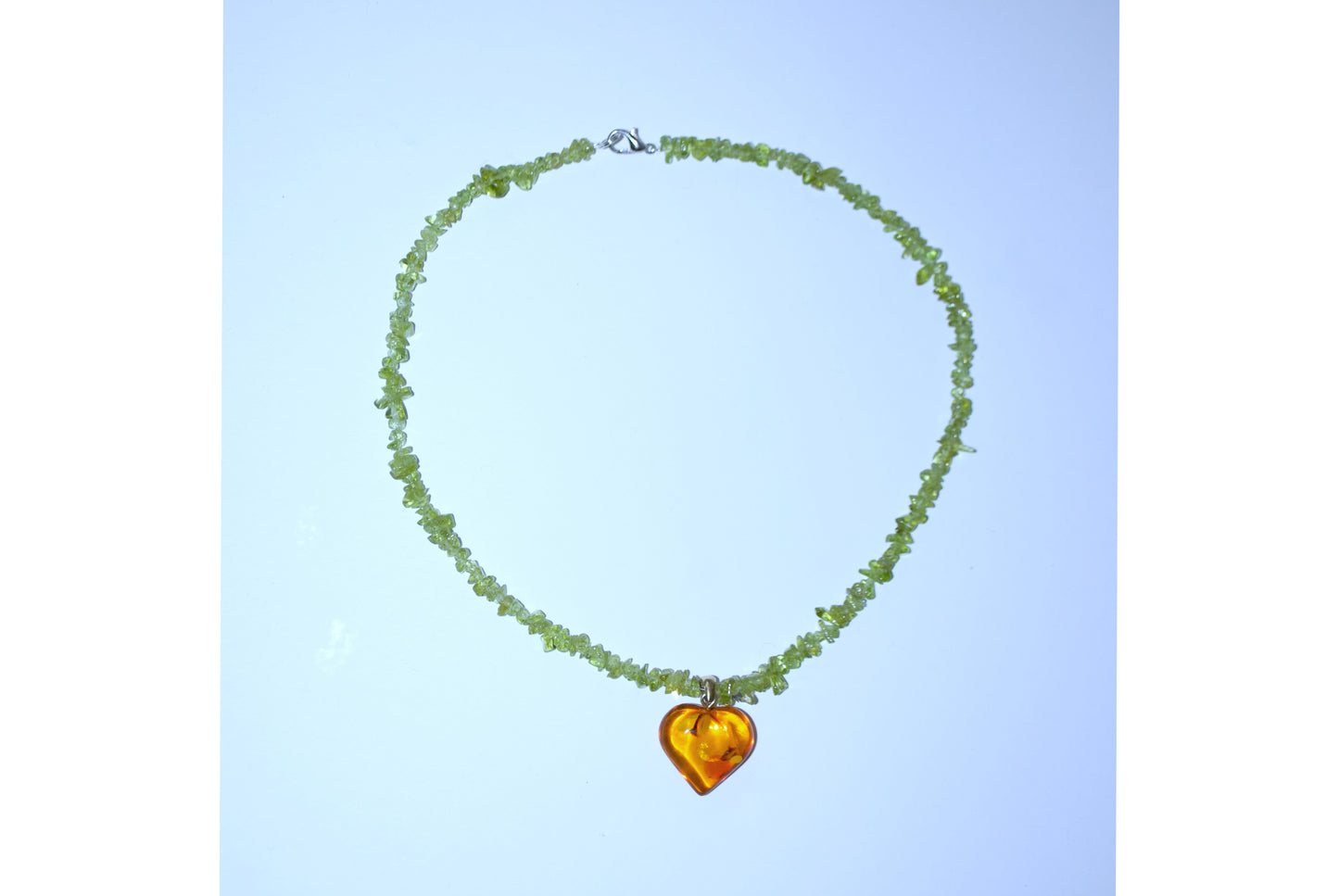 Crystal necklace: Jade with amber