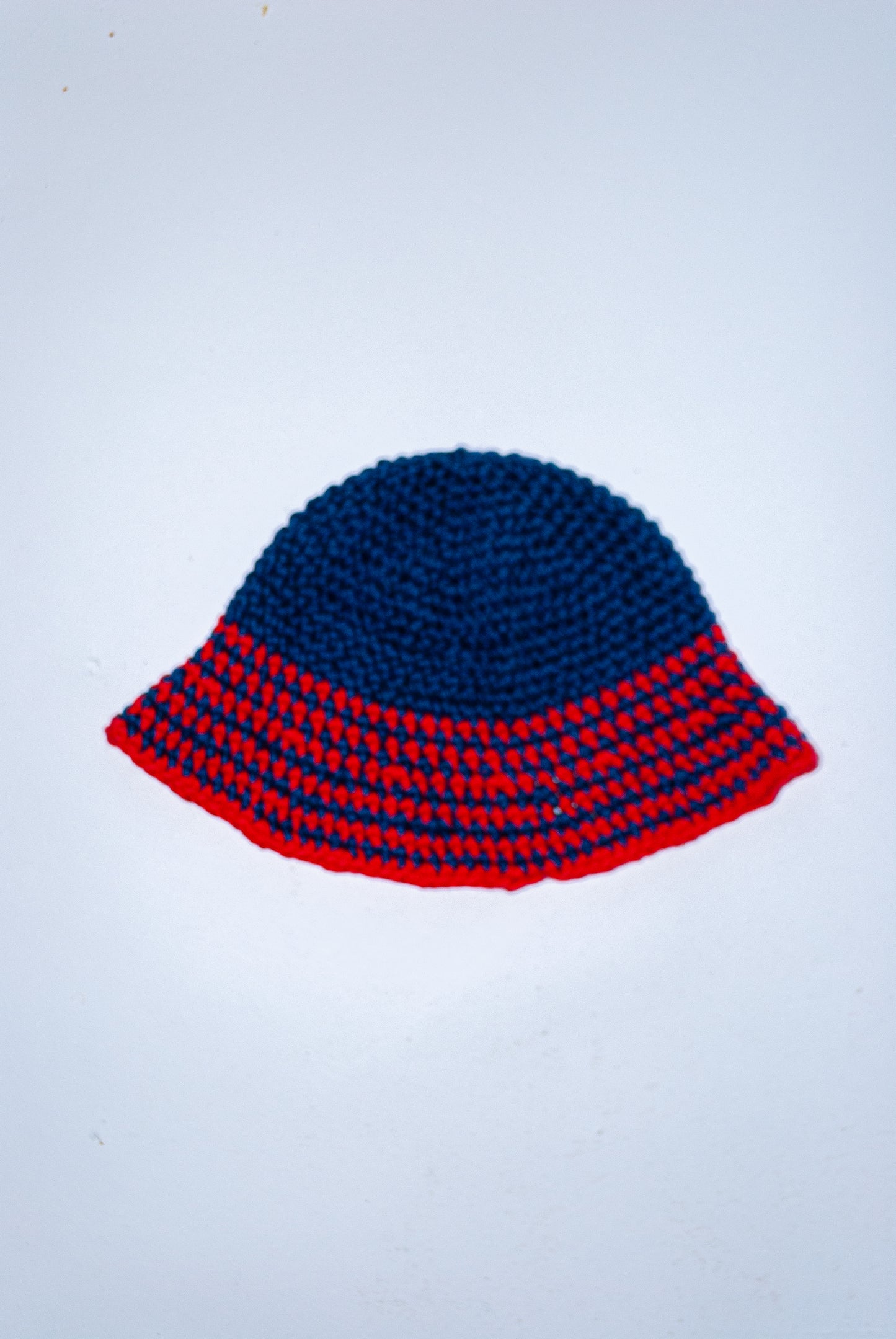 Crochet Hat:Dark blue with red stripes