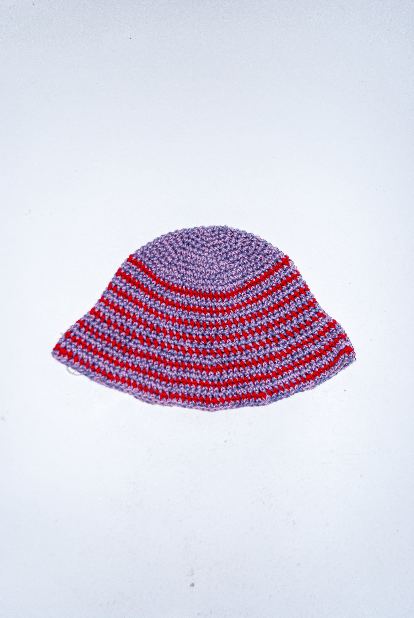 Crochet Hat: Purple with red stripes